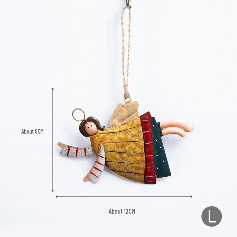 Vintage Christmas Iron Art Angel and Snowman Pendant Set