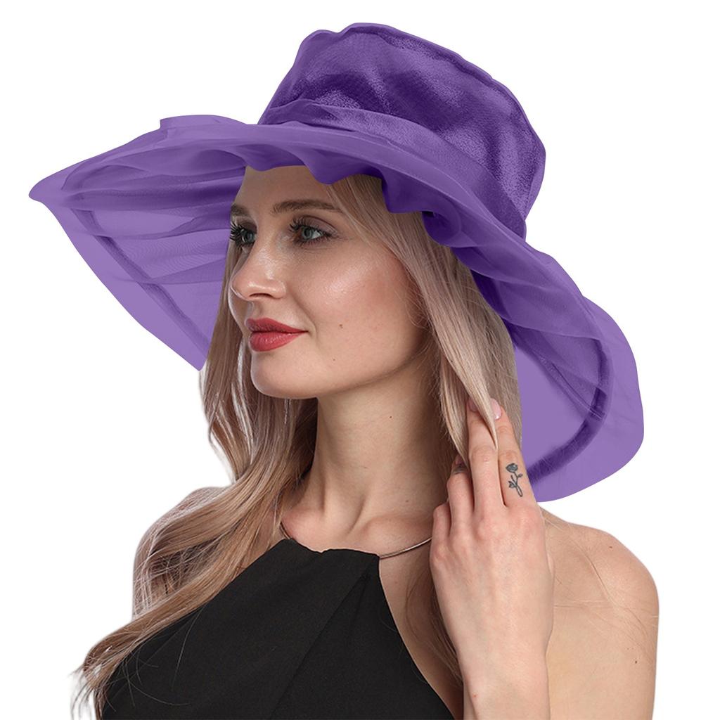Women's Organza Wide Sun Hat Foldable UV Beach Hat