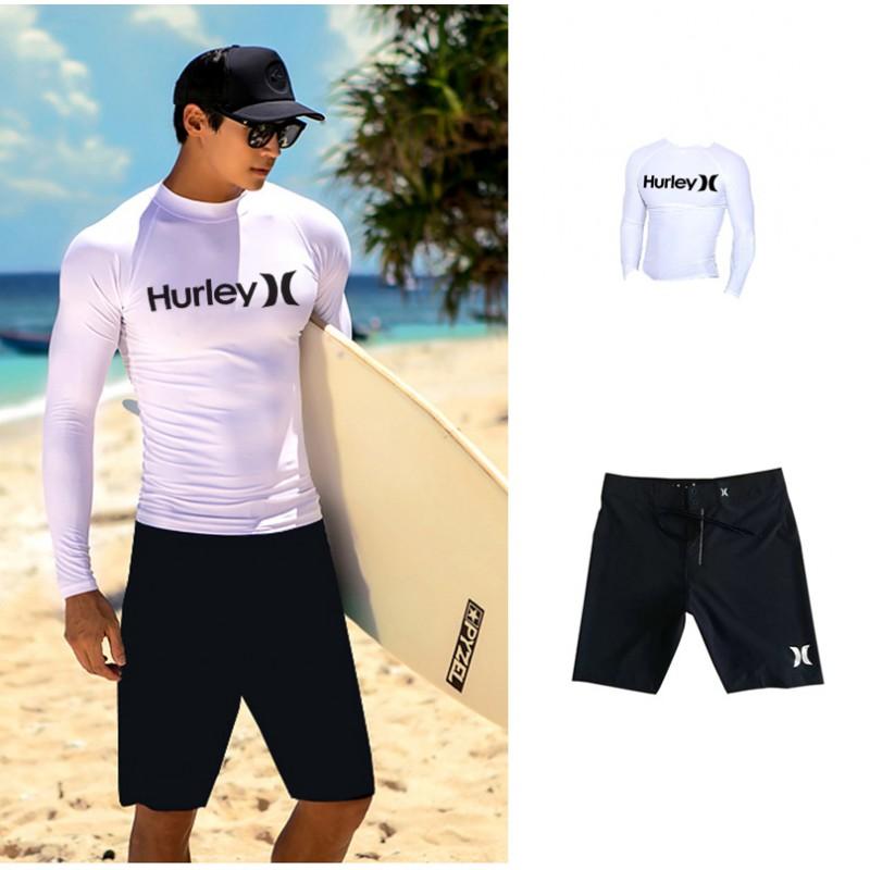 Mens Long Sleeve Rash Guard Top UV Protection Quick Dry Surfing Diving Swimsuit Water Sports