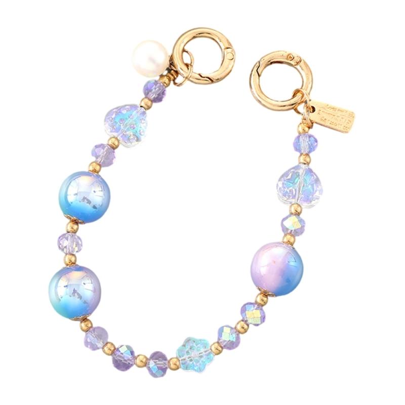 Beaded Phone Bracelet Strap,Phone Beaded Wrist Strap Phone Bracelet Lanyard for Women Phone Keychains Charm