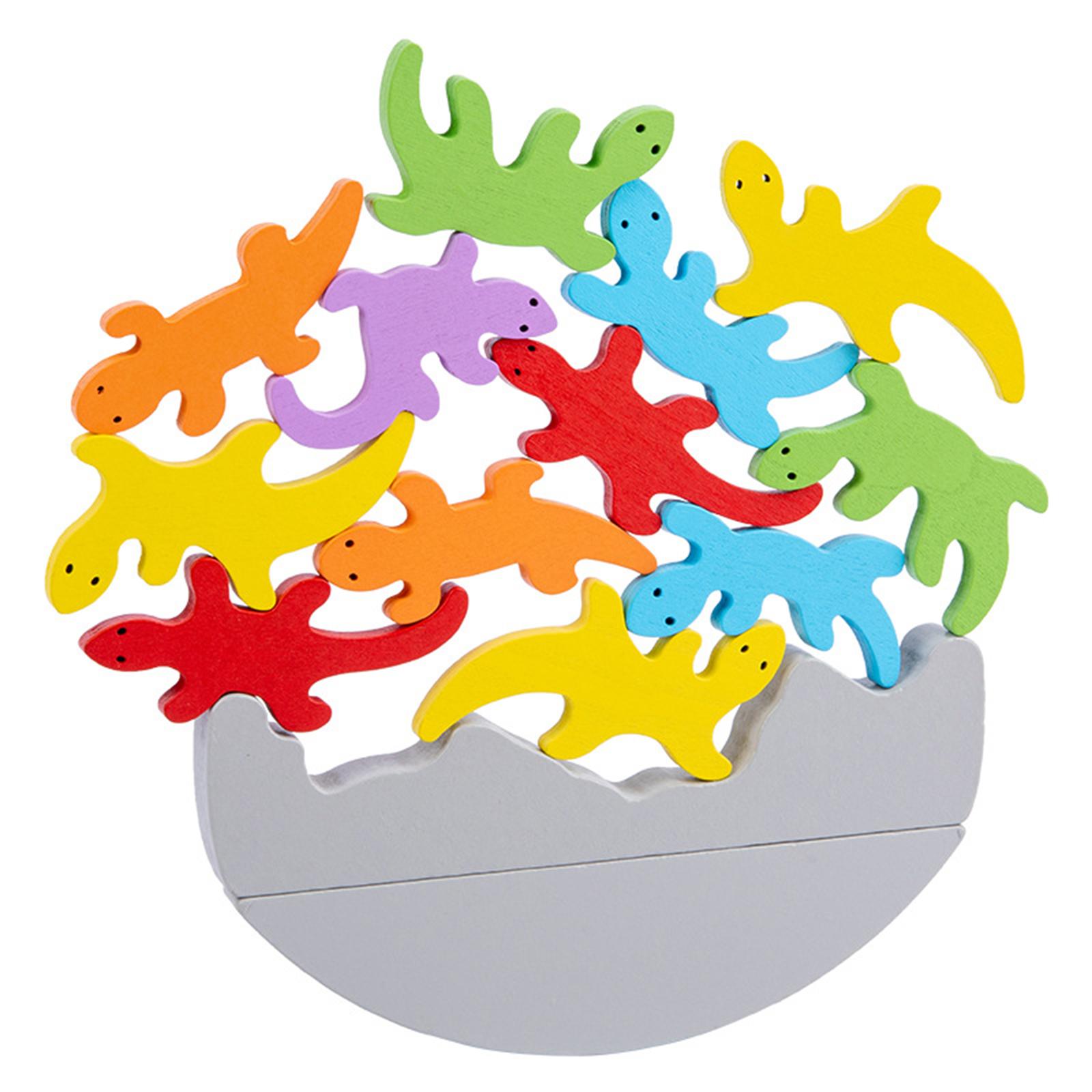 

Happy Stacking Geckos, A Wooden Stacking Toy For Toddlers, Brightly Colored Balancing Activity Toy, Improves Fine Motor Skills And Dexterity. One Size