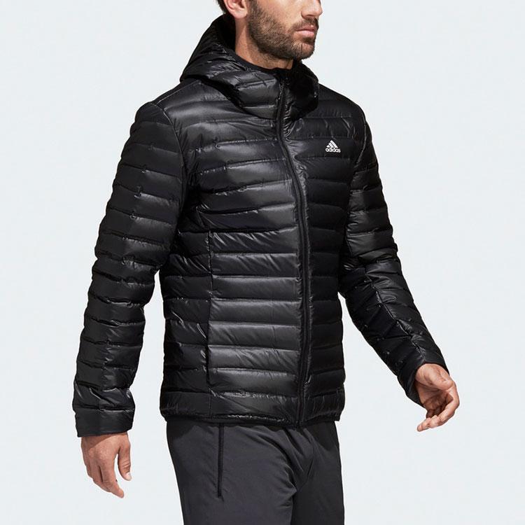 Adidas Ležérní sportovní teplá péřová bunda s kapucí Pánské bundy Černá BQ7782