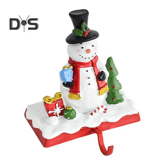 Christmas Stocking Holder Resin Snowman Santa Claus Xmas Decor Holiday Home Party Decoration for Indoor Counter Window Fireplace