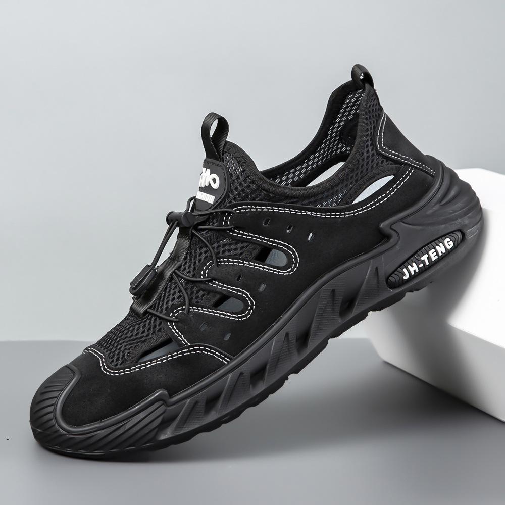 

Модные дышащие туфли с отверстием для стопы, молодежные, для улицы, трендовые, с мягкой подошвой, удобные сандалии 39 чёрный