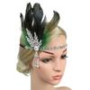 1920s Vintage Feather Flapper Gatsby Headband Rhinestone Pearl Metal Chain Charleston Party Bridal Headpiece Carnival Accessorie
