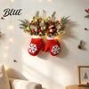 Christmas Party Decorations Mitten Door Hanger Red White Glove Ornament with Pine Cone Berries Reusable Holiday Ornaments Fabric Wall Decor