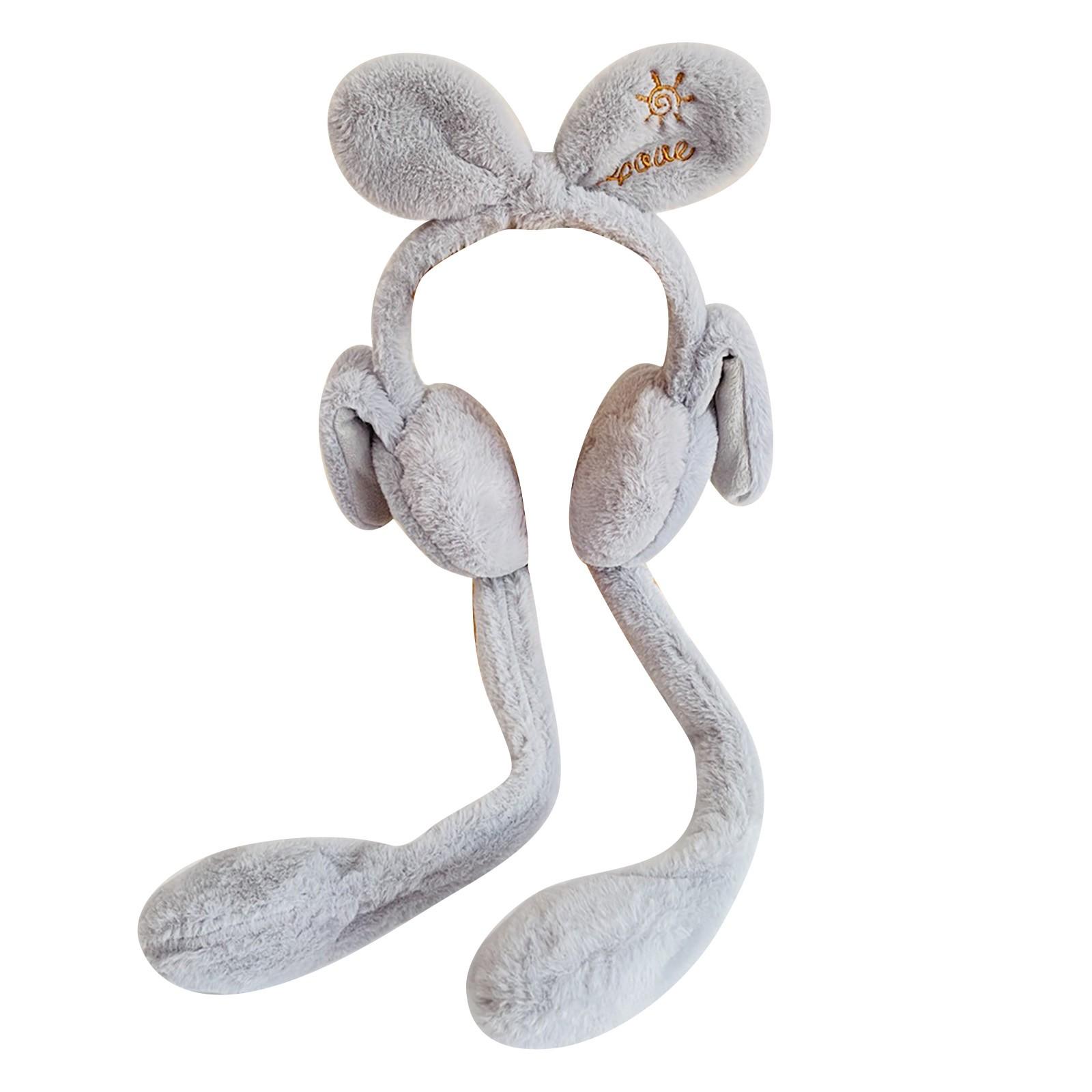 

Осенне-зимние теплые наушники женские милые подвижные наушники с подушкой безопасности кролика однотонные теплые плюшевые милые наушники для девочки