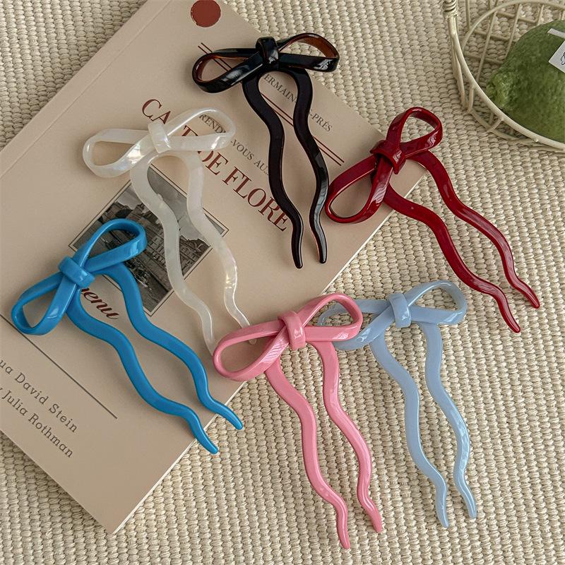 

2024 Women s Ballet Bow Hair Stick - Sweet U-Shaped Updo Hairpin