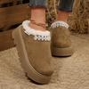 Fashion Pearls Decor Cotton Platform Slippers Women Autumn Winter Plush Warm Cotton Shoes Woman Plus Size Anti Slip Snow Boots Female
