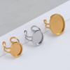 4 Stück Edelstahl Runder Ring Rohling Tablett Verstellbar Offener Fingerring Fassung 10-25mm Cabochon Basis Fassung für DIY Schmuckherstellung