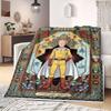 One Punch Man Trendy 2D Print Flannel Blanket, Cartoon Theme for Home Decor, All-season Bed Travel Blanket_LIAN