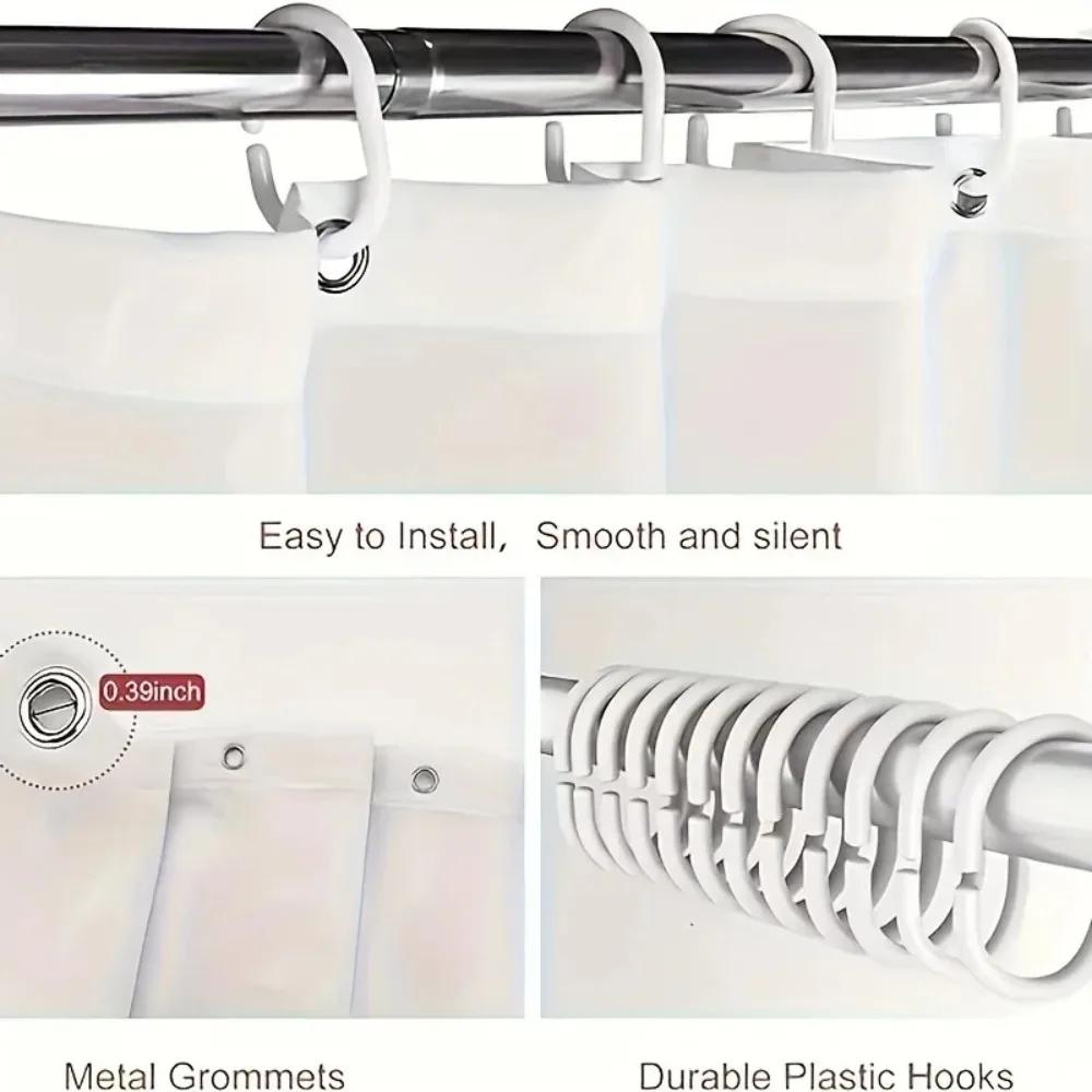 Rideau de douche Feuille d'eucalyptus, Rideau de douche décoratif pour salle de bain, Rideau de douche imperméable avec crochets