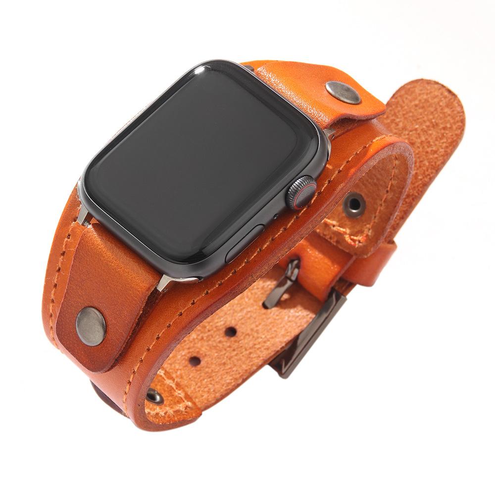 

Genuine Leather Band For Apple watch band Ultra 3 49mm S11 46mm 44mm 45mm Strap Metal Buckle bracele iWatch Series 10 9 8 7 SE3 Ultra 2 3 49MM помаранчевий