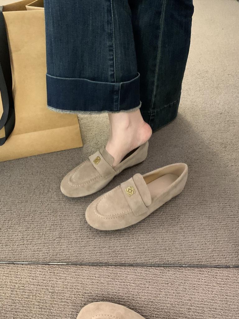 Frosted Doudou shoes lazy one-pedal soft-soled single shoes Mori casual small leather shoes