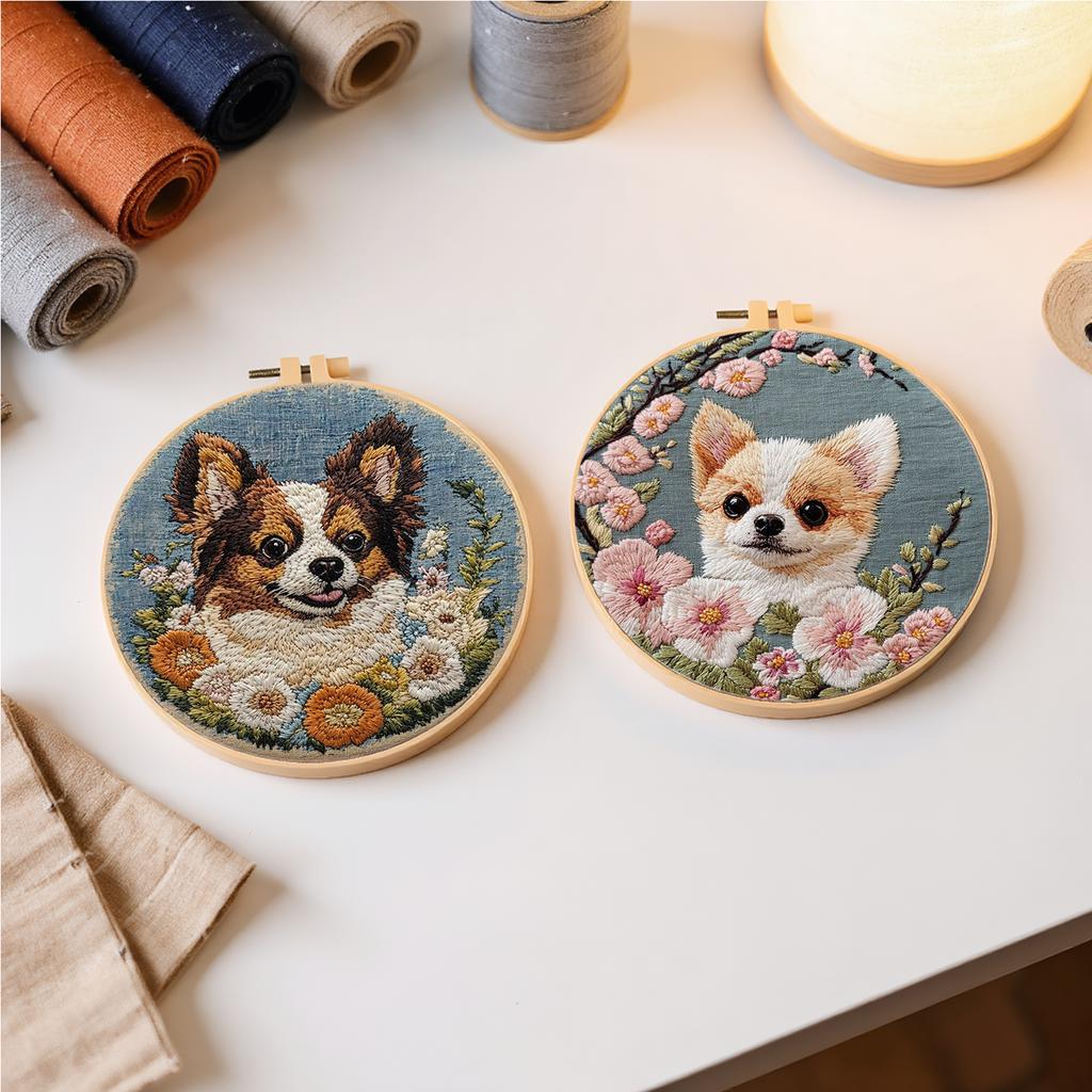 4 Pack Stamped Cross Stitch Kits with Embroidery Hoop Needles Threads Instruction Cross Stitch Set Cross Stitch Starter Kit