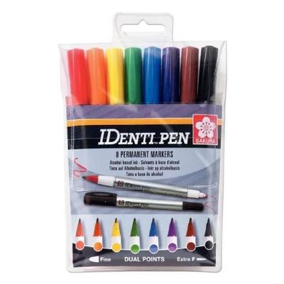 Permanentní fix - SAKURA - IDenti Pen - Sada 8 kusů - Dvojitý hrot - Neprůhledný