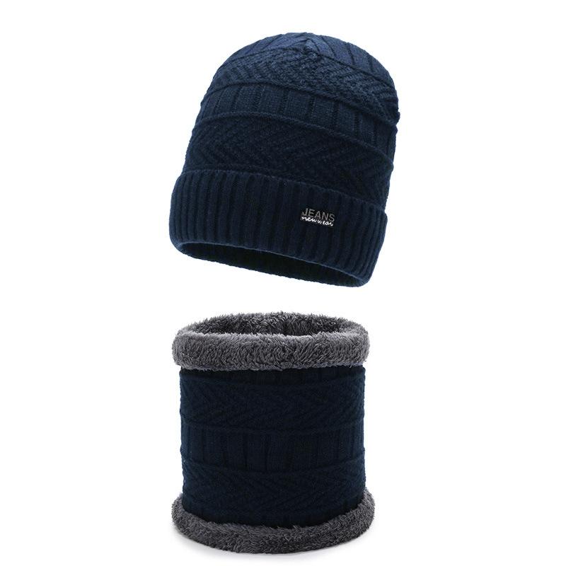 Spot winter knitted hat men's outdoor warm and cold neck protection two-piece hat women's cycling thickened wool hat