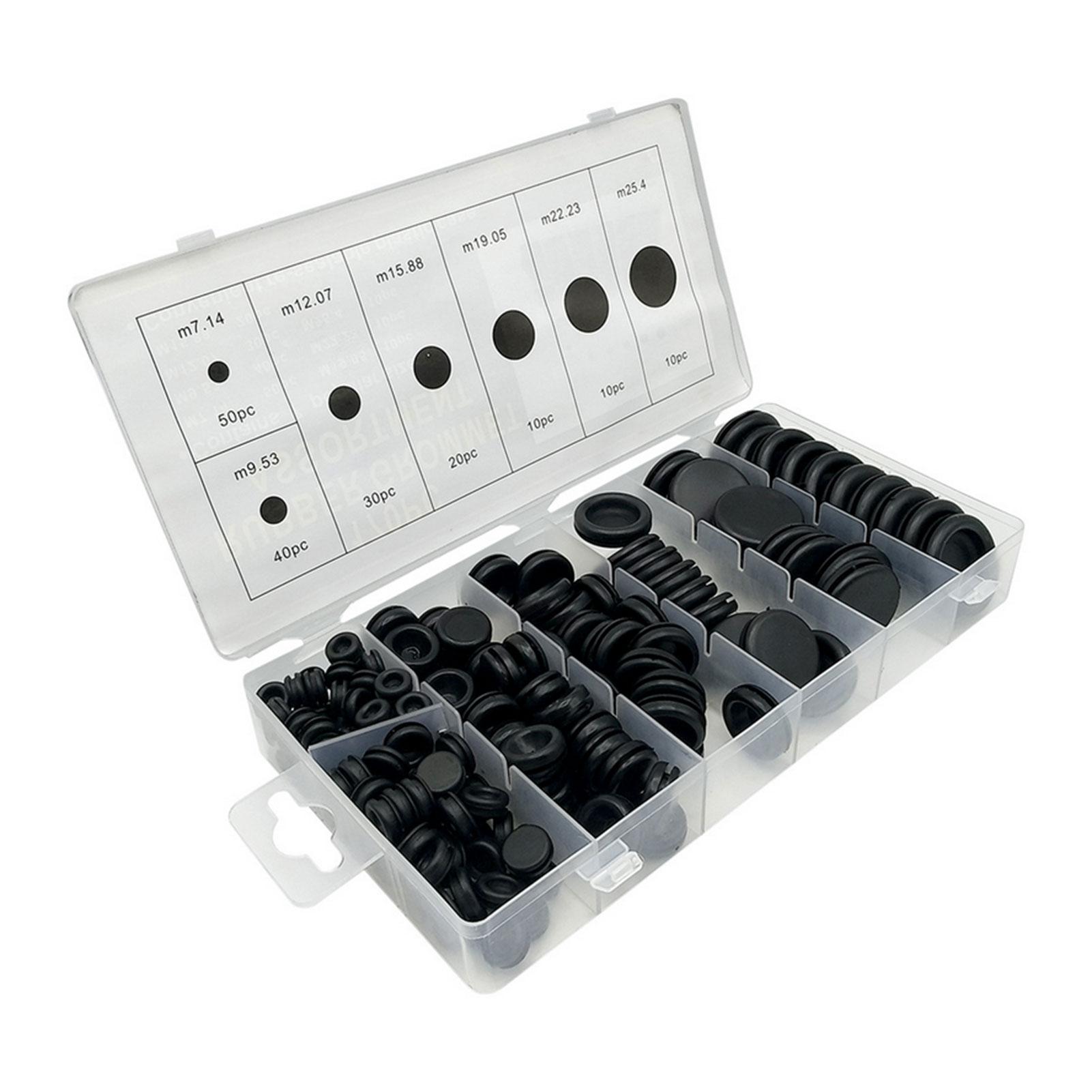 

170pcs Rubber Grommets Assortment, 7 Common Sizes, Heat, Oil, and Wear , with Storage Box, for Plumbing, Hydraulics, CelsiusGas Connections