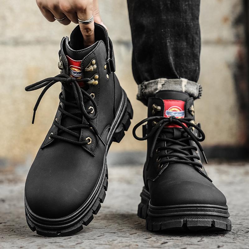 New Fashion Autumn And Winter Men's High Top Martin Boots Students Male Boys Trending Soft Sole Work Shoes Labor Protection Martin Sneakers
