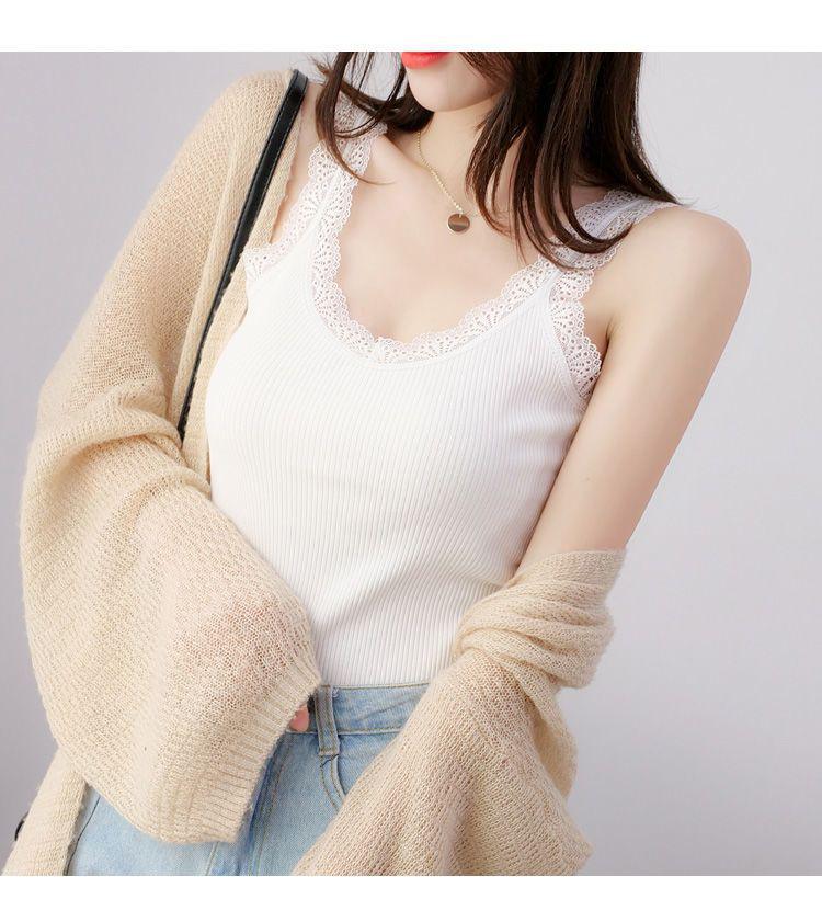 Women's Slim-Fit Lace Splicing Backless V-Neck Camisole