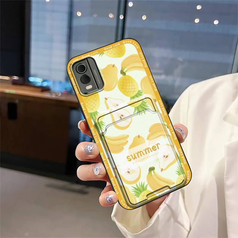 Cover Durable Phone Case For Nokia C32 Shockproof Card Slot Cute Silicone Waterproof Fashion Design TPU Protective