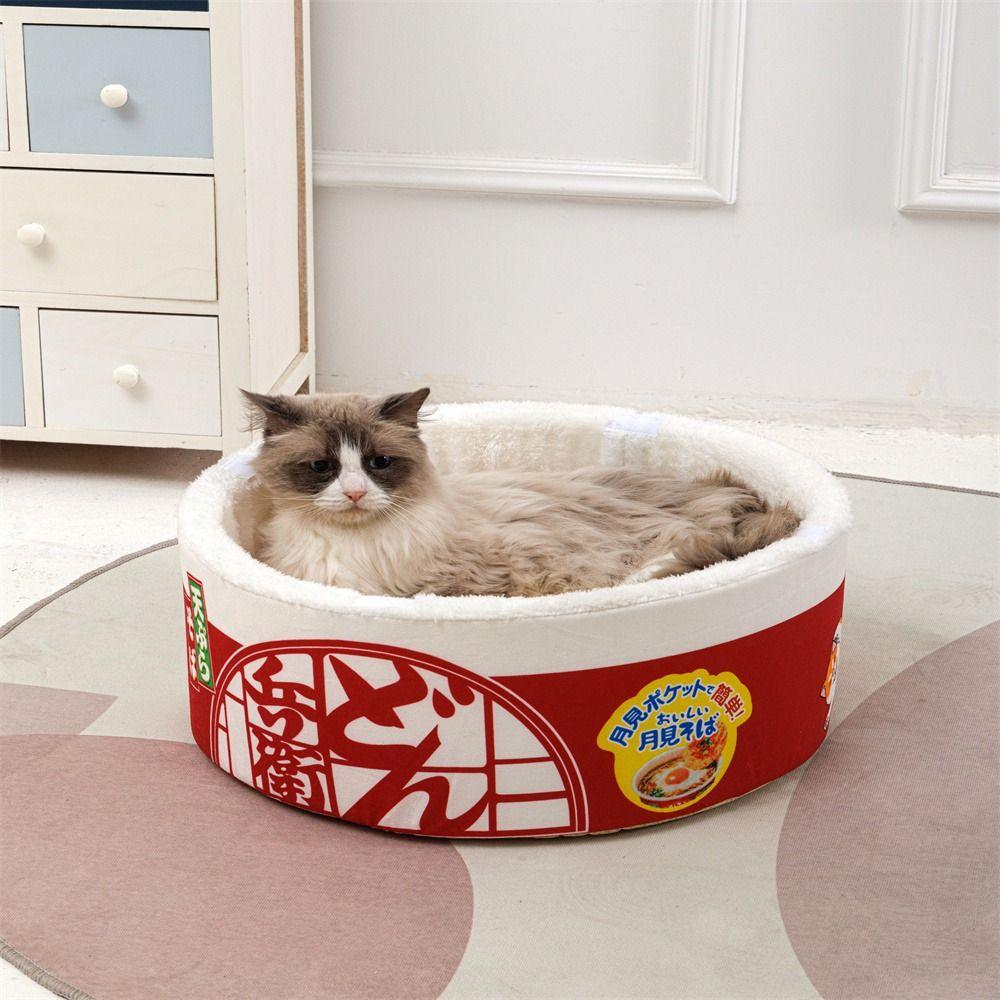 Universal Creative Ramen House Pet Bed Cat Nest Cute Dog Cat Nest Beds Kennel Instant Noodle Shape Pet House Cushion