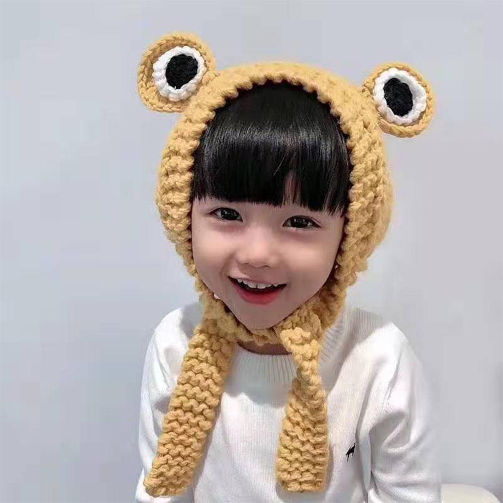 Children Autumn Cartoon Frog Big Eyes Cap Knited Fashion Headband Frog Cap