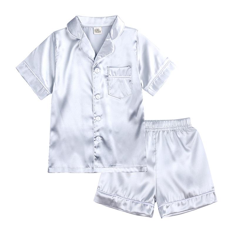 Summer Children's Imitation Silk Homewear Boys' and Girls' Silk Baby Ice Silk Pajama Set