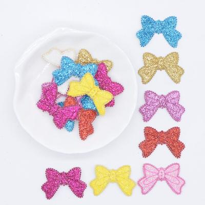 80Pcs/lot 3CM Glitter Leather Bow Tie Patches Appliques DIY Crafts Sewing Supplies Headwear Hat Decor Scrapbooking