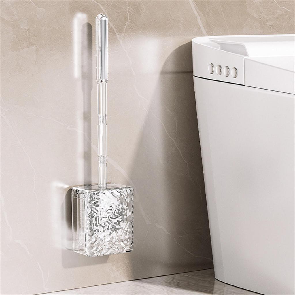 Silicone Bathroom Toilet Brush Deep Cleaner Flexible Bristles Wall Mounted Cleaning Brush Quick Drying Bathroom Access
