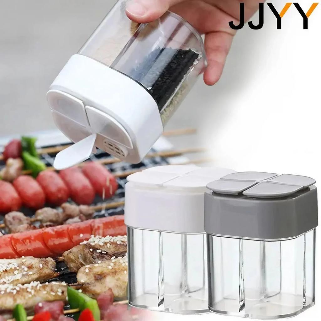 4 in 1 Seasoning Jar Plastic Container Spice Organizer for Outdoor Camping Kitchen Gadgets