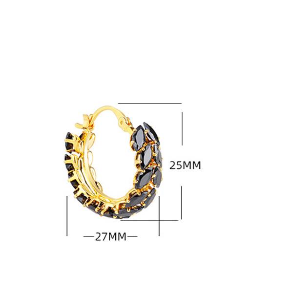 2026 European Gothic Black Zircon Hoop Earrings - Vintage Gold Plated Marquee Crystal Ear Buckles for Women Light Luxury Jewelry