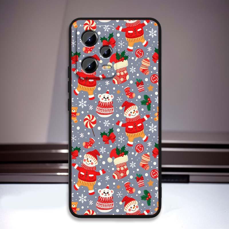 Christmas cartoon pattern For Xiaomi Redmi Note 15 14 13 12 12S 11E 11 11S Pro Plus 4G 5G Black Soft TPU Phone Case