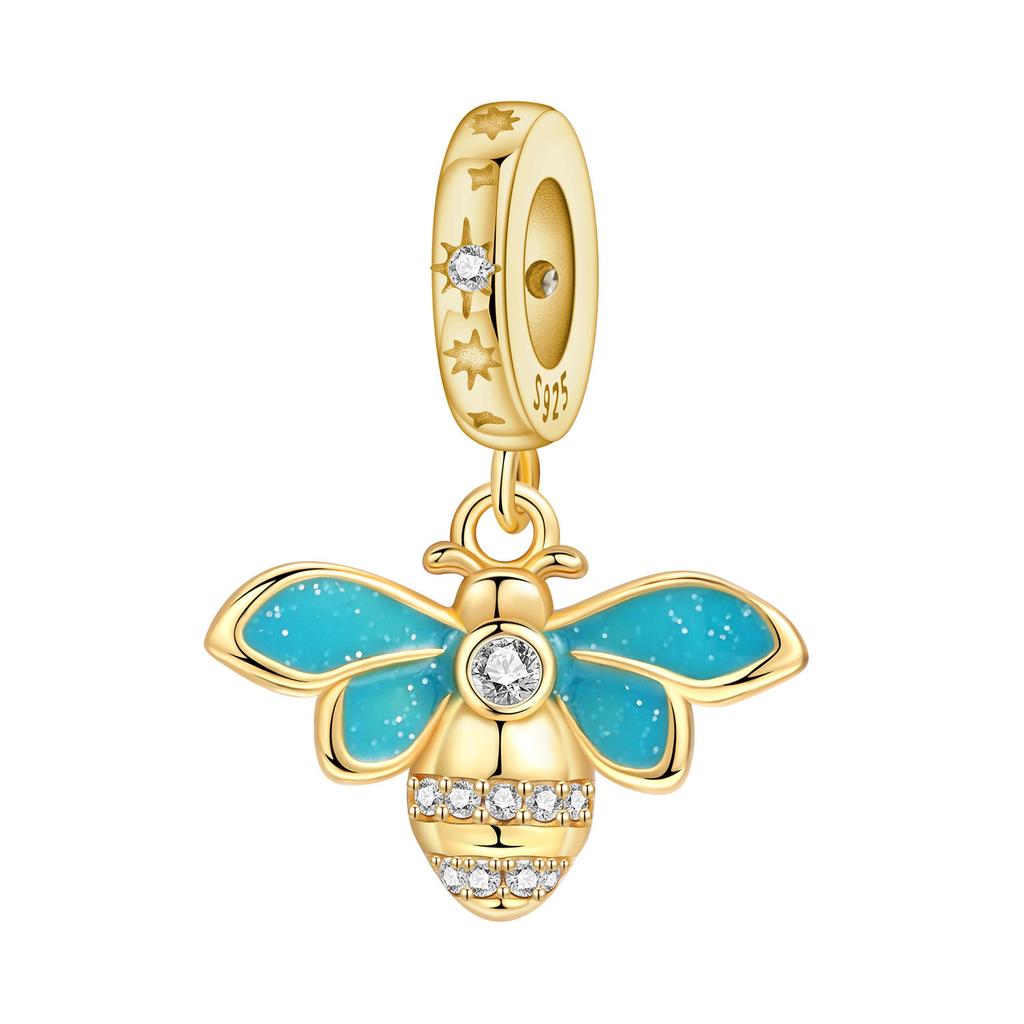 PANPOKI 925 Silver Iris Flower Pendant Charm Bracelet Jewelry DIY Trendy Gift for Women Party Beads