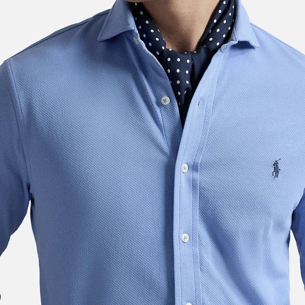 Polo Ralph Lauren Solid Color Single-Breasted Long Sleeve Shirt Men shirts Canvas-Blue 710963758-002