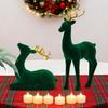 Christmas Reindeer Flocking Christmas Animals 2 Pieces Standing Sitting Sculpture Red Green Aesthetic Elk for Party Bedside