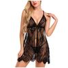 Women Lace Sleepwear Eyelash Halter Nightgown Sexy Lingerie Nightdress Underwear