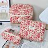 Vintage Large Capacity Cosmetic Bag Portable Travel Storage Bag Handheld Makeup Pouch for Toiletries Cosmetics Organizer Outdoor Daily Use