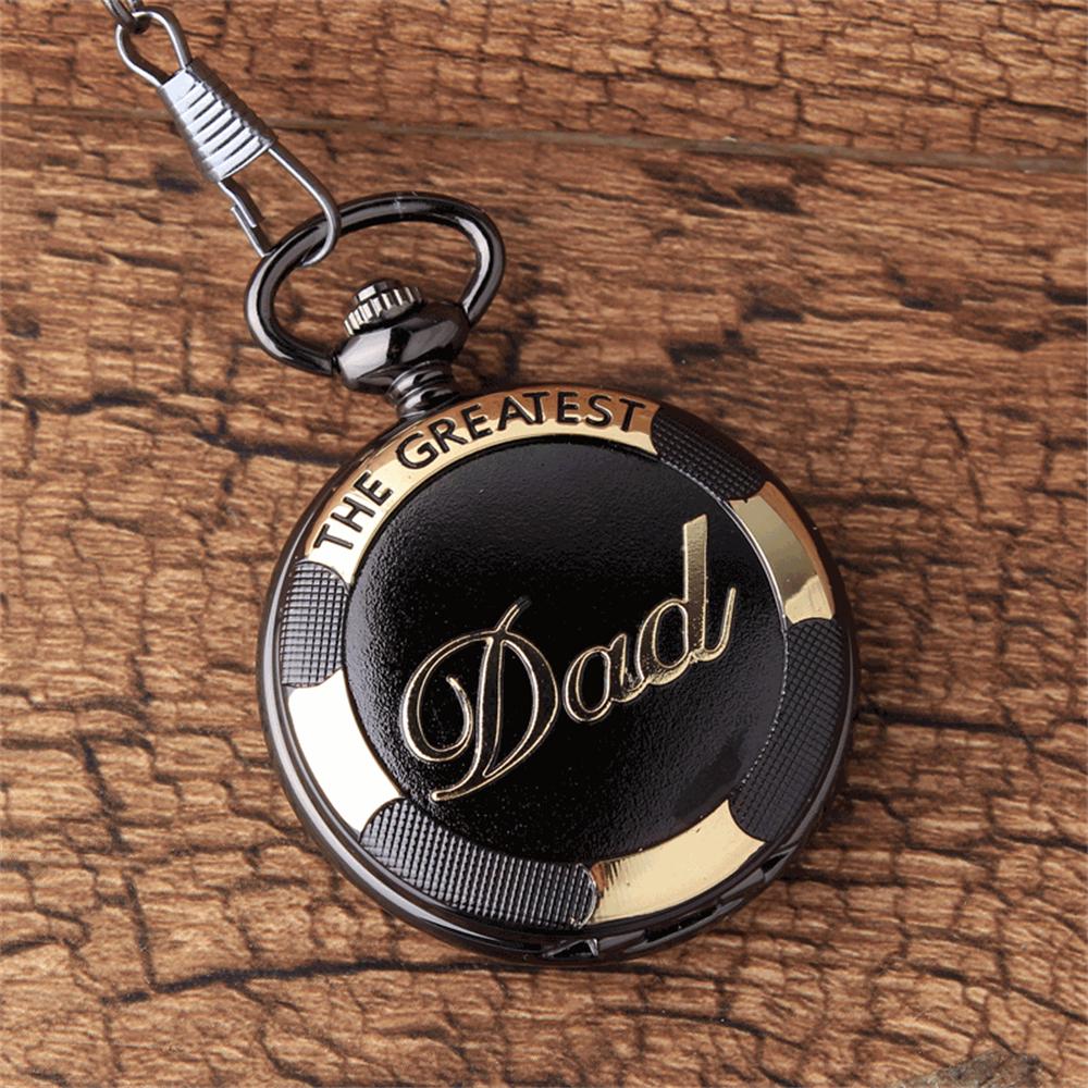 Fashion Casual Men'S Quartz Pocket Watch "The Greatest Dad" Engraved Round Dial Men's Pocket Watch for Father's Day Gift Reloj