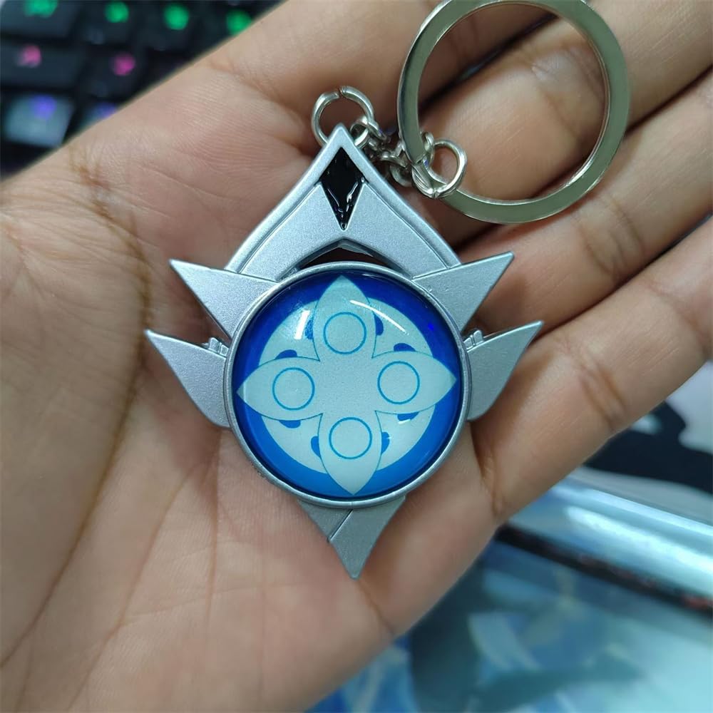 Genshin Impact Snezhnaya Ice Evil Eye Moe School Cultural Key Mobile Photo Souvenir [Sizuuenn] Keychain, Luminous, Cosplay, Merchandise, Festival,
