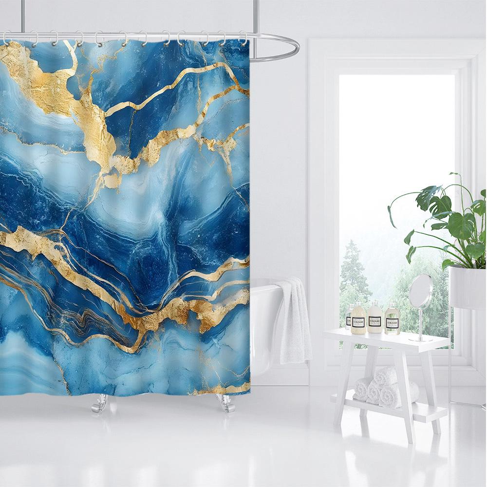 

Tropical Palm & Floral Shower Curtain - Machine Washable Polyester, Green, Pink, Orange & White Design, Artistic Bath Decor W90XH180cm