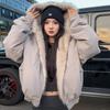 2KWEIRD Women's Winter Thickened Fur Collar Warm Jacket Zipper Hoodie Couple Fashion Fashion Fashion Casual Loose Jacket Top