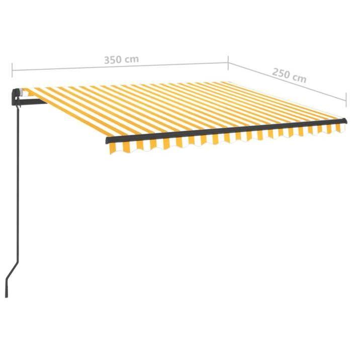 VidaXL Auvent manuel rétractable avec LED 3,5x2,5 m Jaune et blanc 3070123