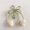 1Pcs Bag Charm Pendant With Ribbon Pearl Tulip Keychain Jewelry For Women Key Chains Diy Decoration