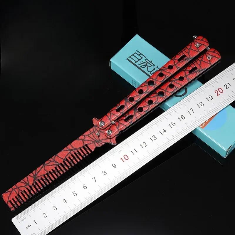 1PCS Foldable Comb Stainless Steel Butterfly Knife Comb Beard Moustache Brushe Salon Hairdressing Styling Tool