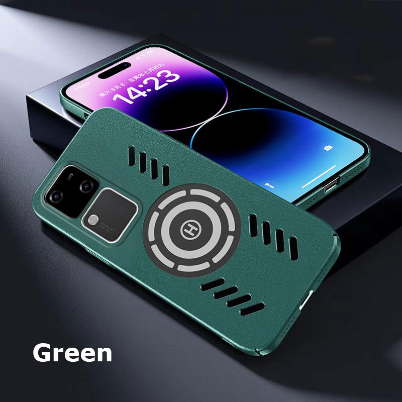 

Для vivo V40 V30 V29 V27 V27e V25 V23 Pro Rock Sand Ice Магнитный теплоотводящий матовый чехол для ПК с защитой от отпечатков пальцев дышащий охлаждающий чехол Shell V30 Pro зелёный