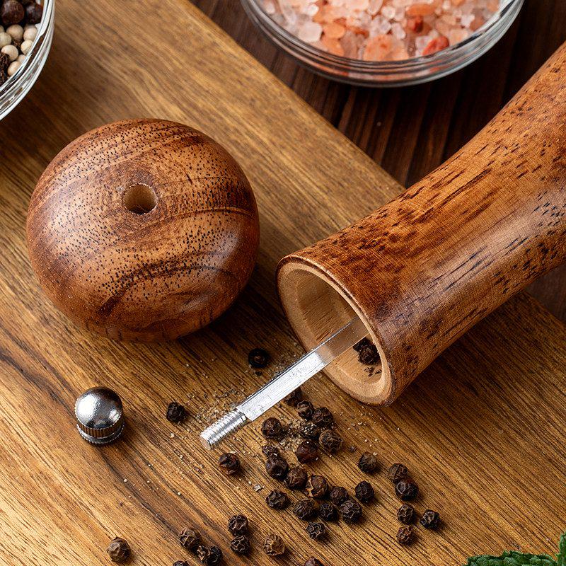 Solid Wood Manual Pepper Mill - Black Peppercorn Grinder