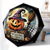Halloween Decorative Plate with Witch Hat PumpkinDesignUmbrella, Portable 3-Fold Compact Umbrella for Men & Women Gift