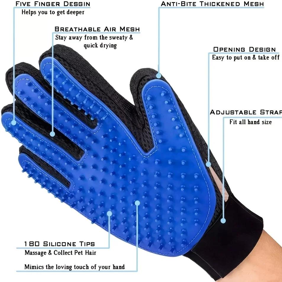 2 Sided Pet Grooming Glove for Dog Cat Rabbit Massage Brush Bath Cleaning De-Shedding De-Matting Fur Hair