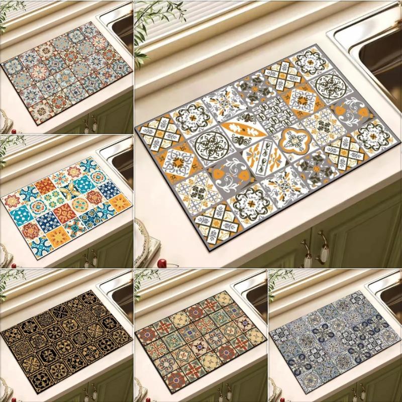 Bulaşık Kurutmak İçin Drenaj Pedi Dekorasyon Matı Mutfak İçin Emici Bulaşık Matı Emici Bulaşık Kurutma Matı Mutfak Halı Malzemeleri